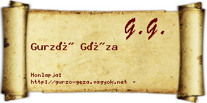 Gurzó Géza névjegykártya
